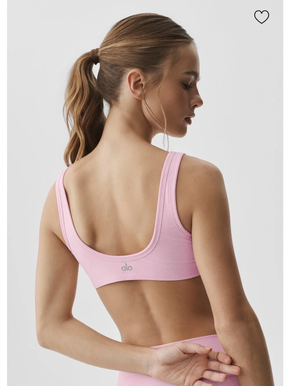 127. Alo Alosoft Center Stage Bra - Pink Marshmallow Heather
